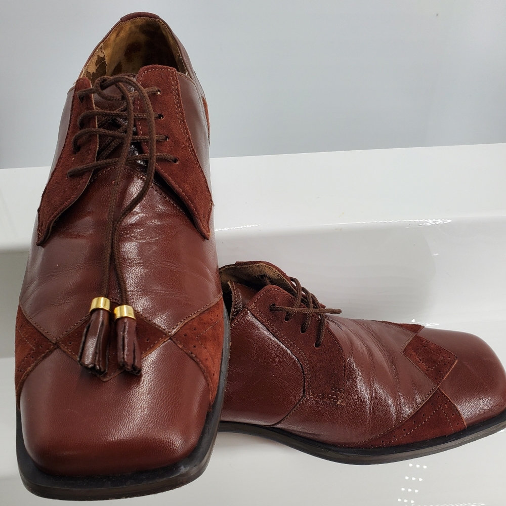 Marco Vicci  Whistler Brown Leather Square Toe Lace Up Men’s Size 9M Dress Shoe